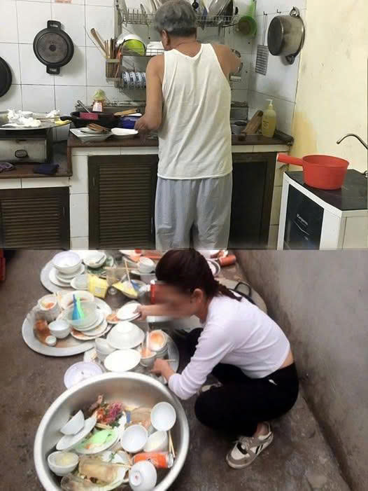 Nghỉ lễ cả gia đình về nội để liên hoan 1 bữa. Lúc ăn xong thấy vợ hì hục rửa đống bát đĩa tới tận 10 giờ đêm, tôi gọi mấy chị gái tới rồi tuyên bố thẳng